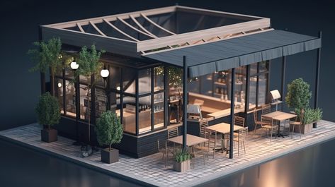 Exterior Isometric View Of A Coffee Shop In 3d Rendering Background#pikbest#Backgrounds#Others Exterior Design Drawing, Coffee Shop Exterior Design, Isometric Coffee Shop, Shop Exterior Design, Coffee Shop Exterior, Cafe Floor Plan, Rendering Background, Online Coffee Shop, Shop Exterior