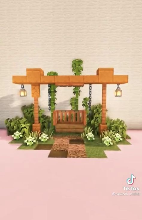 Minecraft Cottage Core Building Ideas, Cottagecore Minecraft Living Room, Picnic Basket Minecraft, Minecraft Interior Inspiration, Cute Minecraft Street Lamps, Minecraft Room Ideas In Game Aesthetic, Minecraft Decorative Builds, Minecraft Park Bench Ideas, Cottagecore Minecraft Storage Building