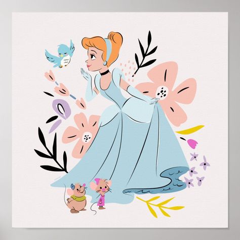 Check out this cute Disney design featuring Cinderella. Cinderella Illustration Disney, Cinderella Doodles, Cinderella Artwork, Disney Princess Illustration, Cinderella Painting, Cinderella Illustration, Cinderella Clipart, Cinderella Design, Cinderella Drawing