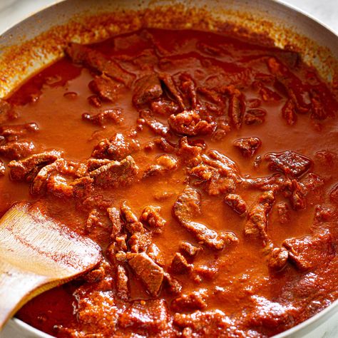 Beef Chile Rojo Chile Colorado Recipe Beef Mexican Dishes, Red Chili Meat Recipes, Pork Chili Rojo Recipes, Beef In Red Sauce Mexican, Mexican Red Chili, Mexican Red Chili Shredded Beef, Red Chile Recipes, Chili Rojo Recipes, Red Chile Beef