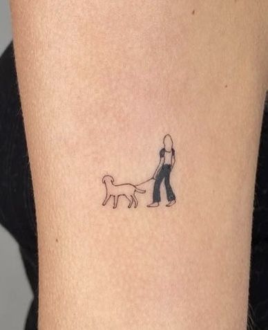 Dog And Person Tattoo, Prairie Dog Tattoo, Curled Up Dog Tattoo, Walking Dog Tattoo, Dog And Owner Tattoo, Soul Dog Tattoo, Girl And Dog Tattoo, Pet Remembrance Tattoo, Tattoo Dog Outline