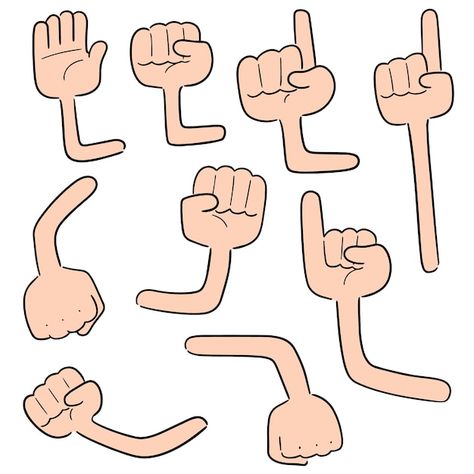 Vector set of cartoon arm | Premium Vector #Freepik #vector #hand-drawing #hand-doodle #cartoon-sketch #doodle-illustration Cartoon Arms, Drawing Cartoon Characters Sketches, Arms Drawing, Animation Drawing Sketches, Arm Drawing, Cartoon Body, Doodle Characters, Cartoon Style Drawing, Hand Gestures