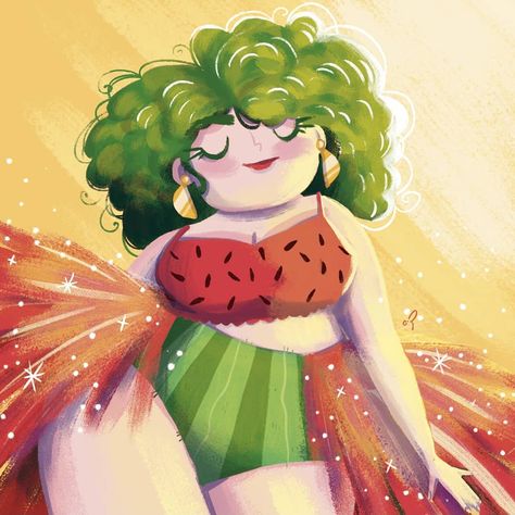 The bold and confident Watermelon Girl! Keep commenting here your suggestions of fruits that I should draw next! 🍉🍉🍉 A Menina Melancia… Watermelon Character, Watermelon Girl, Aesthetic Drawings, Kawaii Fruit, Irish Heritage, Tim Burton, Girl Drawing, Hand Lettering, Cute Drawings