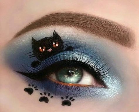 Black Cat Eye Makeup, Cat Halloween Makeup, Holloween Makeup, Cute Halloween Makeup, Halloween Makeup Diy, Halloween Makeup Pretty, Black Cat Eye, Eye Makeup Styles, Cute Eye Makeup