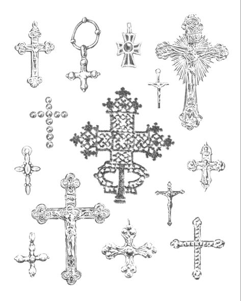 Unique Tattoos Flower, Ornamental Cross Tattoo, Crucifix Tattoo, Unique Cross Tattoos, Ear Tattoo Ideas, Sigil Tattoo, Cross Tattoo Designs, Leg Sleeve Tattoo, Tattoo Flash Art