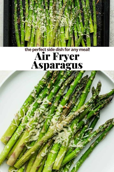 Air Fryer Asparagus - an easy, fast and delicious airy fryer asparagus recipe that is the perfect side dish for any meal! #airfryerasparagusrecipes #airfryerasparagusrecipescrispy #airfryerasparagusparmesan #airfryerasparagusbacon #airfryerasparagusfries Air Fryer Recipes Potatoes, Air Fryer Asparagus, Air Fryer Recipes Snacks, Large Air Fryer, Air Fryer Chicken Tenders, Air Fryer Pork Chops, Asparagus Fries, Air Fryer Chicken Wings, Air Fryer Oven Recipes