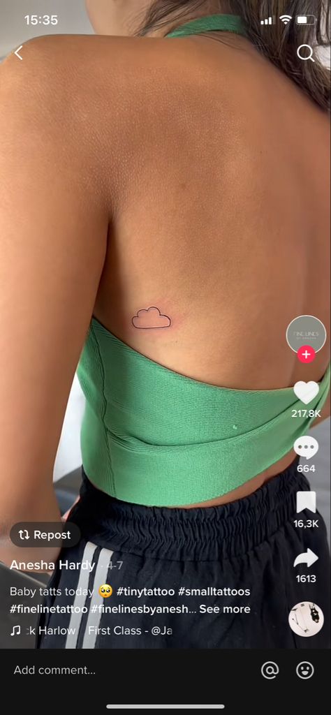 Small Clouds, Cloud Tattoo, Fine Line Tattoos, Line Tattoos, Fine Line, Mini Tattoos, Tiny Tattoos, Back Tattoo, Small Tattoos