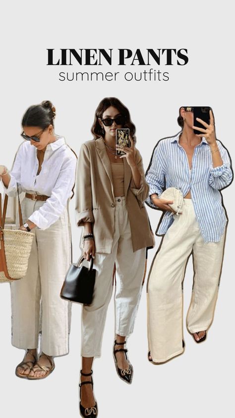 Everyday outfits with linen pants, casual outfits, linen pants, outfit ideas Outfits With Linen Pants, Linen Pants Summer Outfit, Linen Pants Outfit Ideas, Pants Summer Outfit, Trending Dress, Pants Outfit Ideas, Linen Pants Outfit, Summer Outfit Ideas, Music Jewelry