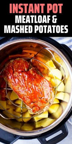 Mashed Potatoes Dinner, Meatloaf And Mashed Potatoes, Instant Pot Meatloaf, بطاطس مهروسة, Potatoes Dinner, How To Cook Meatloaf, Mashed Potatoes Recipe, Potato Dinner, Turkey Meatloaf