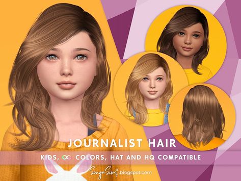 The Sims Resource - SonyaSims Journalist Hair KIDS (Early Access on Patreon) Mod Hair, Sims 4 Children, Sims 4 Game Mods, Female Hair, All Hairstyles, Hair Kids, Sims4 Clothes, Los Sims, Best Mods