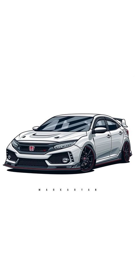 Honda City Wallpapers, Honda Civic Art, Honda Civic Drawing, Civic Type R Wallpaper, Honda Civic Type R Wallpapers, Honda Civic Wallpaper, Fk8 Type R, Nissan Gtr Wallpapers, Honda Civic Car