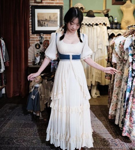 Gunne Sax Aesthetic, Sax Aesthetic, Gunny Sack Dress, Animal Cosplay, Sack Dress, Sax Dress, Gunne Sax Dress, Dress Aesthetic, Jessica Mcclintock