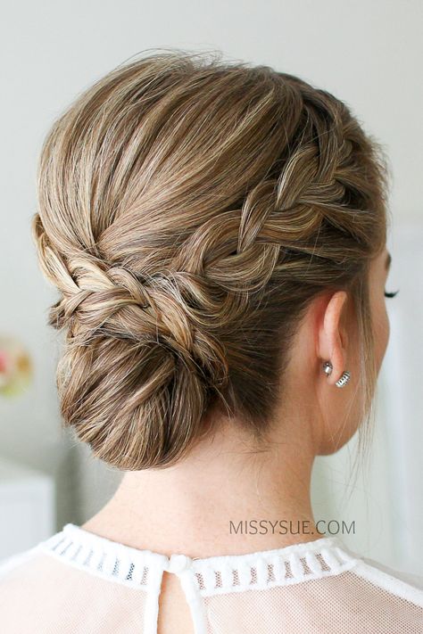 Fishtail French Braid, French Braid Updo, Missy Sue, Braid Updo, Prom Hair Updo, Braided Bun Hairstyles, Double Braid, Braided Hairstyles Updo, Penteado Cabelo Curto