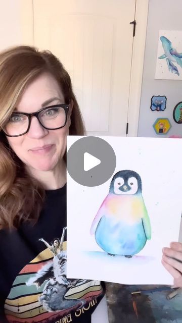 Andrea Nelson on Instagram: "The paintings by the penguins are up for auction and so is a penguin encounter! Go check out. Link on my website. @tennesseeaquarium  #penguin #aquarium #animallover #learntopaint #watercolortutorial #chattanooga #tennesseeaquarium #babypenguin #animalpainting" How To Paint A Penguin, Watercolor Penguin Tutorial, Watercolour Penguin, Watercolor Penguin, Penguin Art For Kids, Andrea Nelson Art Watercolor, Watercolor Animals Simple, Penguin Painting, Andrea Nelson Art