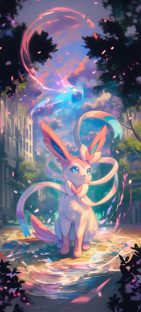 Shiny Ninetales Art, Cute Sylveon Art, Sylveon Pokemon Wallpaper, Sylveon Realistic, Pokemon Wallpaper Eevee Evolutions, Leafeon Wallpaper Iphone, Z Crystals Pokemon, Pokemon Backgrounds Wallpapers, Dark Pokemon Wallpaper