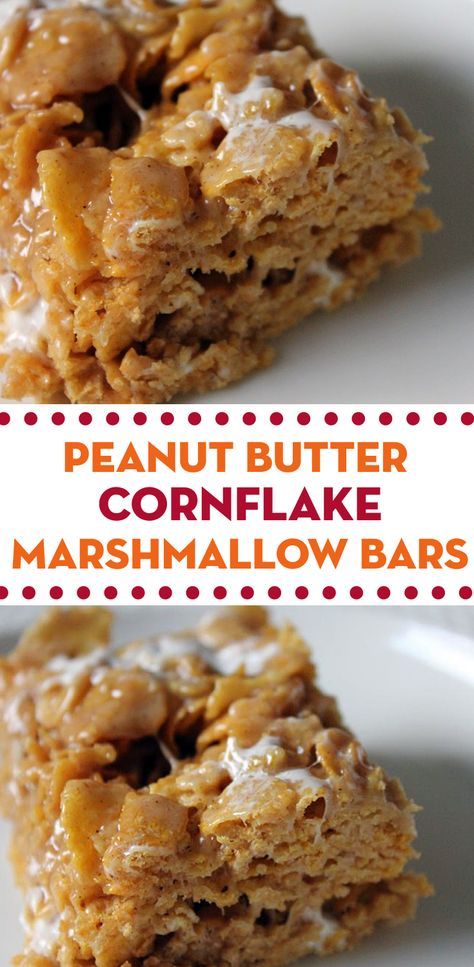 Recipe for Peanut Butter Cornflake Marshmallow Bars. Corn Flake Squares, Corn Flake Cookies Marshmallows, Cornflakes Marshmallow Treats, Corn Flakes Treats Marshmallows, Cooking With Peanut Butter, Recipes With Corn Flakes Dessert, Peanut Butter Cereal Bars Corn Flakes, Corn Flake Rice Crispy Treats, Wow Butter Recipes