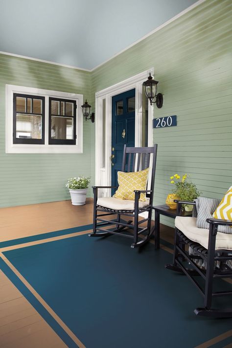 10 Haint Blue Paint Colors for a Charming Front Porch Paint Porch Ceiling, Roof Paint Colors, Blue Ceiling Porch, Haint Blue Paint Colors, Interesting Ceilings, Haint Blue Porch, Haint Blue Porch Ceiling, Blue Porch Ceiling, Woodlawn Blue