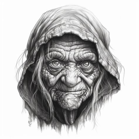 Hag Tattoo, Realism Tattoo Design, Old Hag, Chicano Style Tattoo, Realistic Pencil Drawings, Witch Tattoo, Norse Tattoo, Greek Tattoos, Arm Band Tattoo