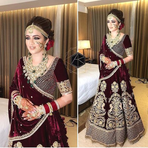 Buy this look with pure velvet base with can cane net @ 3900 INR ONLY  To buy WhatsApp @ +91 9054562754 Bridal Lehenga Collection, Designer Bridal Lehenga, Indian Bridal Lehenga, Deep Maroon, Bridal Lehenga Red, Bridal Outfit, Indian Bridal Dress, Indian Bridal Wear, Indian Bridal Fashion