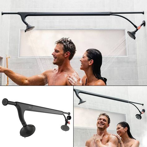 Tandem Shower - Double-Headed Shower Head For Couples | The Green Head Tandem Shower Head, Shower Double Head Master Bath, Over Head Shower Heads, Double Head Shower Ideas, Double Shower Head Master Baths, Double Shower Head, Double Shower Heads, Golf Magazine, Double Shower