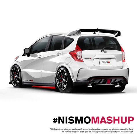 The Nissan 370Z NISMO + Versa Note mashup -  packing 350 HP of performance and unmatched versatility. Nissan Nv200 Modified, Nissan Versa Note Custom, Honda Fit Custom, Nissan Murano Accessories, 370z Nismo, Nissan 370z Nismo, Nissan Note, Nissan Nismo, Nissan March