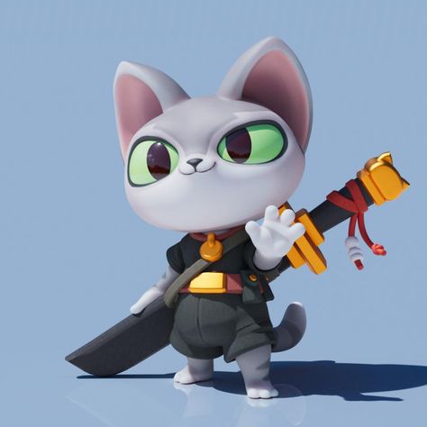 ArtStation - Shinobi Сat 3d Karakter, Art Toys Design, Cat Character, Chibi Characters, Game Character Design, Character Reference, Mascot Design, Cartoon Character Design, Character Modeling