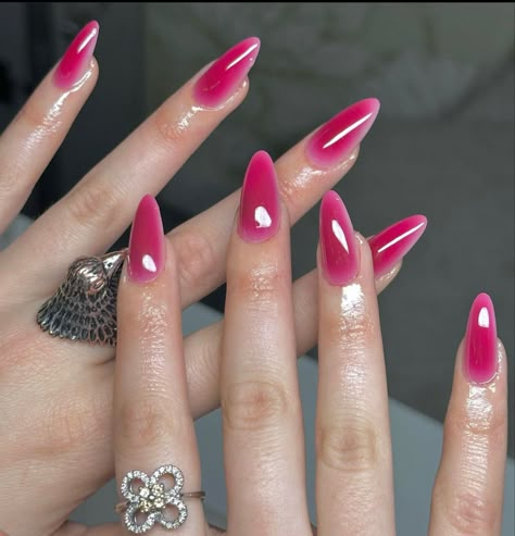 Aura Nail Designs, Pink Aura Nails, Aura Nail, White Almond Nails, New Nail Trends, Aura Nails, 2023 Nails, Airbrush Nails, Racun Shopee