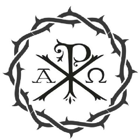 If i ever got a tattoo i would get this Chi Rho symbol. I made this with the crown of thorns around i think it looks great! Chi Rho Tattoo, Catholic Tattoos, Catholic Symbols, Monogram Tattoo, Chi Rho, Lion Head Tattoos, Religious Tattoos, Geniale Tattoos, Tatuaje A Color