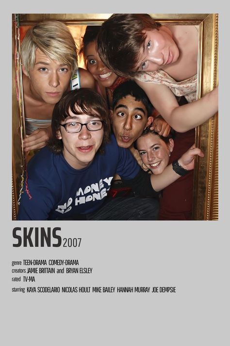 minimalist tv show posters Skins Uk Poster, Minimalist Tv Show Posters, Skins Poster, Skins Serie, Skins Gen 1, Joe Dempsie, Cassie Skins, Tv Show Posters, Gossip Girl Fashion Blair