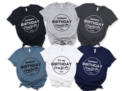 Birthday Custom Cruise Crew 2024 Shirt, It's My Birthday Personalized Matching Cruise T-Shirts, Group Family Trip, Bday Cruise Party Unisex TShirt These short sleeve shirts are sure to make any day brighter and have everyone asking you where you got this great soft shirt. The perfect gift! Our shirts are 100% made in the USA, and we use a high-quality unisex t-shirt that is insanely soft. In fact, it will be one of the softest, best fitting, most comfortable shirts. These shirts are UNISEX fit. We have a sizing chart included in the product images so please be sure to check that out to ensure that you get the correct size.  If you would like a different color not listed in the drop down menu please message me. ------------ How to Order ------------ 1-Choose your t-shirt color, 2- Choose yo Birthday Cruise Shirts, Birthday Cruise, Group Cruise, Cruise Party, Comfortable Shirts, Cruise Shirts, Personalized Matches, Birthday Personalized, It's My Birthday