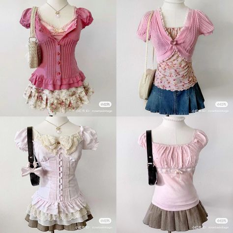 Harajuku Cute Fashion, Y2k J Fashion, Soft 2000s Aesthetic, Pink Puffy Sleeve Top Outfit, Y2k Fashion Japan, China Y2k, Gyaru Simple Outfit, Shoujo Protagonist Aesthetic, Y2k Gyaru Outfits