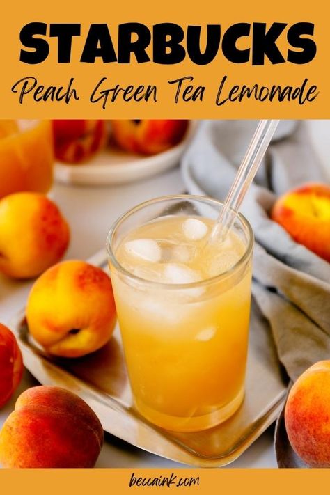 This copycat Starbucks iced peach green tea lemonade recipe is a refreshing way to stay hydrated this summer. Save money by making your own at home with this easy 3-ingredient recipe. Starbucks Iced Peach Green Tea Lemonade, Cold Green Tea Drinks, Starbucks Peach Green Tea Recipe, Peach Green Tea Starbucks, Peach Green Tea Lemonade Starbucks, Starbucks Peach Green Tea Lemonade Recipe, Starbucks Iced Peach Green Tea, Starbucks Peach Green Tea Lemonade, Starbucks Peach Green Tea