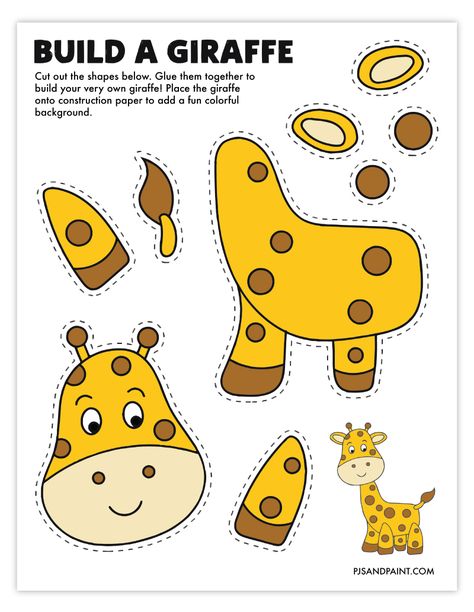 build a giraffe color Printable Animals Templates, Animals Projects For Kids, Worksheet Preschool Printables, Giraffe Activities For Toddlers, Animals For Preschool, Giraffe Craft Preschool, Giraffe Art For Kids, Giraffe Printable Free, Preschool Giraffe Activities