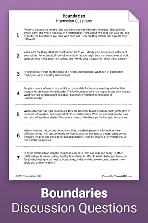 Boundaries Discussion Questions Questions About Boundaries, Boundaries Group Therapy Activities, Boundaries Group Activities, Group Therapy Discussion Questions, Boundaries Group Therapy, Recovery Discussion Questions, Types Of Boundaries Worksheet, Therapy Discussion Questions, Boundaries Activities Therapy Ideas