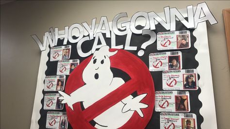 Ghostbusters Ghostbusters Bulletin Board, Movie Bulletin Boards, College Bulletin Boards, Dorm Door, Birthday Boards, Bullentin Boards, Halloween Bulletin Boards, Ra Boards, Fall Classroom Decorations