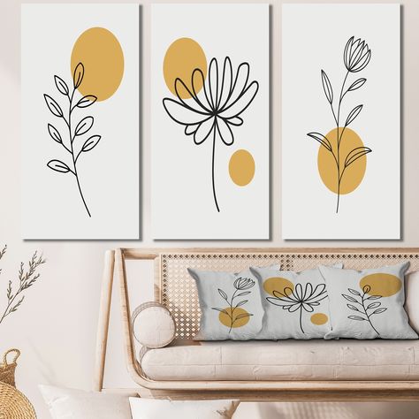 2 Piece Painting, 3 Canvas Art, Designed Wall, Painting Set, Mid Century Modern Art, Arte Popular, Retro Flowers, Art Moderne, Paint Set