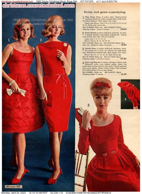 1963 Sears Christmas Book, Page 384 - Catalogs & Wishbooks 1963 Fashion, 60s Vintage Fashion, 1960 Style, 60s 70s Fashion, Fashion 1960s, Sixties Fashion, Christmas Catalogs, Century Clothing, Christmas Book