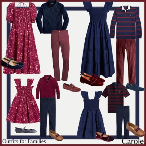 Family Photos Blue Outfits, Burgundy And Blue Outfit, Prenup Outfit, Fam Photos, Christmas Baby Pictures, Large Family Photos, Farm Photos, Nap Dress, Photo Concept