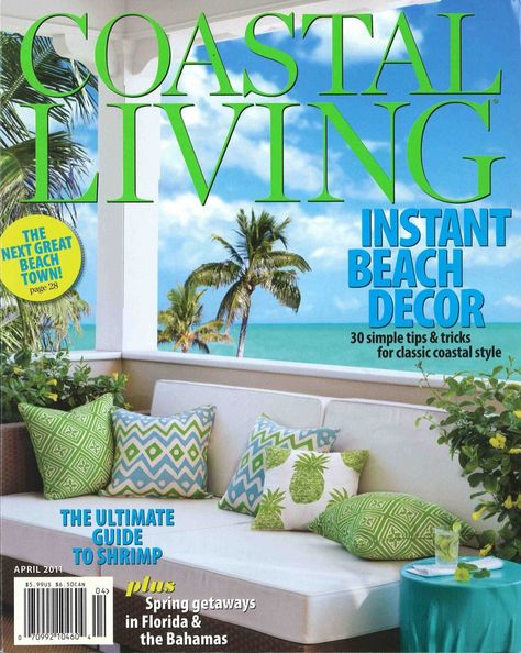 lime, turquoise, white, coastal living, outdoor furniture, patio furniture, veranda, beach, Coastal Living Magazine, Types Of Ceilings, Spring Getaway, Living Magazine, Outdoor Pergola, Cozy Room, Beach Town, Beach Cottages, Coastal Style