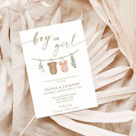 Boho Gender Reveal Invite | Neutral Gender Reveal Gender Reveal Neutral Theme, Boho Gender Reveal Party, Boho Gender Reveal, Neutral Gender Reveal, Gender Neutral Invitations, Gender Reveal Unique, Gender Reveal Themes, Baby Gender Reveal Party, Gender Reveal Invitations