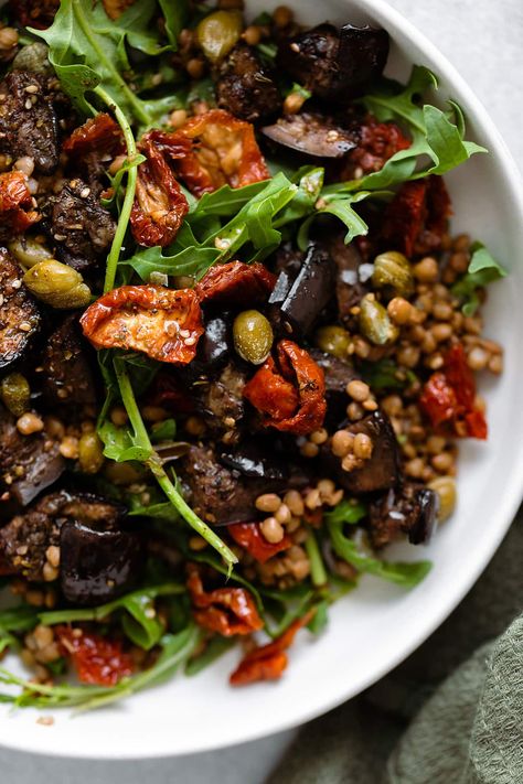 Cheap Healthy Vegan Dinners, Salad With Sundried Tomatoes, Eggplant Lentil, Lentil Spinach, Roasted Eggplant, Sundried Tomatoes, Sundried Tomato, Za Atar, Lentil Salad