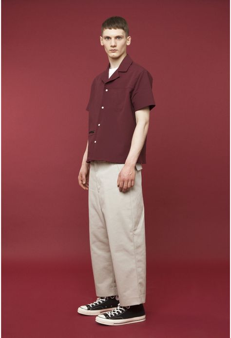 My style. Maroon Outfit, Maroon Shirts, Cool Outfits For Men, Twill Pants, Men Fashion Casual Outfits, Streetwear Men Outfits, Raf Simons, Designer Clothes For Men, Japan Fashion