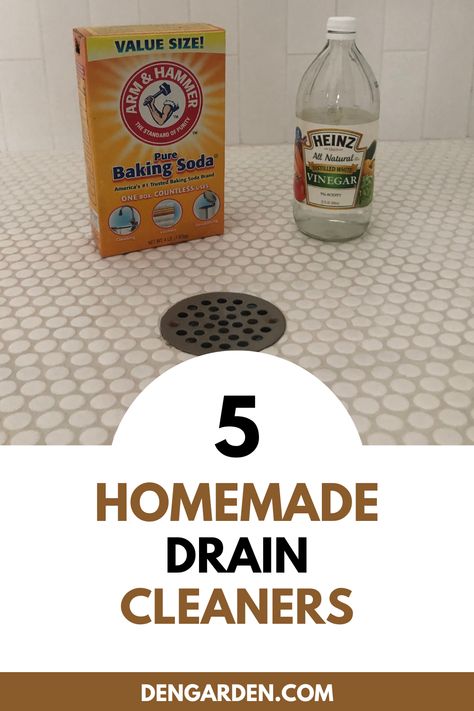 baking soda and vinegar stood beside a shower drain on a tiled  floor Shower Drain Unclogger, Smelly Sink Drain, Smelly Shower Drain, Shower Drain Cleaner, Clean Shower Drain, Cleaning Sink Drains, Diy Drain Cleaner, Baking Soda Drain Cleaner, Smelly Sink