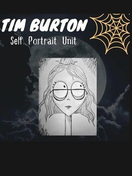 Copy Of 3 5 Time Burton Style Self Portrait - Lessons - Blendspace Halloween Art Middle School, Tim Burton Drawings Easy, Tim Burton Inspired Drawings, Halloween Art Lessons, Tim Burton Art Style, Elementary Art Rooms, Self Portrait Art, Halloween Art Projects, Tim Burton Style