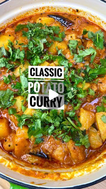 Food & Drink Content Creator, UGC | Roopa 💅🏽 on Instagram: "EP 25: Gravy Potato Curry (Bateta Nu Saak) - GUJARATI 101, documenting all my mums recipes 

INGREDIENTS:
4 Medium Sized Potatoes
1 Tomato, chopped
2 Garlic Cloves, minced
1 Tbsp Fresh Curry Leaves
2 Red Dry Chilli’s 
200g Canned Tomato, blended
1 Tsp Cloves
1 Cinnamon Stick
2 Tsp Salt
1 Tsp Turmeric 
2 Tsp DhanaJeeru
1 Tsp Red Chilli Powder
1 Tsp Mustard Seeds
1 Tsp Jeera Seeds
1 Tsp Hing 
4 Tbsp Oil

METHOD:
1. Peel and cut the potatoes in half. Boil until soft (12-15 minutes)
2. Drain and let it cool down. Leaving 1 potato aside, chop the potatoes down into bitesize pieces 
3. Heat some oil into a pan adding mustard seeds, let it pop then add jeera, then cloves, cinnamon, dry chilli, curry leaves and hing. Give that a stir fo Jamaican Dishes, Potato Curry, Curry Dishes, Red Chilli, Curry Leaves, Chilli Powder, Asian Dishes, Veggie Recipes, Gravy