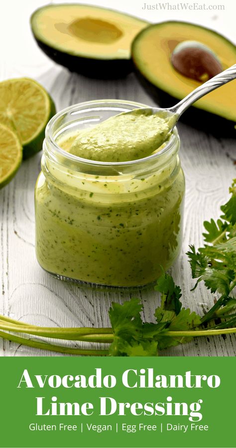 Healthy Creamy Avocado Cilantro Lime Dressing, Vegan Cilantro Lime Dressing, Lime Avocado Dressing, Gluten Free Dairy Free Salad Dressing, Cilantro Avocado Dressing, Cilantro Lime Dressing Recipe, Avocado Cilantro Lime Dressing, Avocado Cilantro Dressing, Taco Salad Dressing