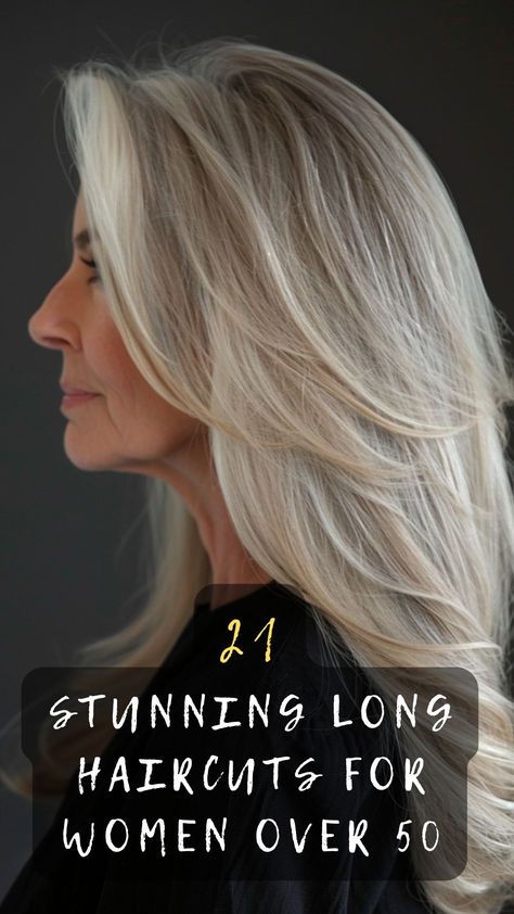 Looking to add some pizzazz to your mature locks? 🌟 Explore 21 ideas that'll help you create chic and versatile long hairstyles. From subtle to dramatic cuts, you'll find all the inspiration you need. Intrigued by these transformative styles? Click through to start your hair makeover journey! 👩‍🦳✂️ #LongHairOver50 #AgelessBeauty #HairstyleIdeas #MatureHaircuts #HairGoals Long Hair After 50, Long Hair For 50 Year Old Women, Long Haircuts For Women Over 50, Long Hair For Women Over 50, Long Hair Styles With Layers For Over 50, Long Hairstyles For Women Over 50, Long Hair 50 Year Old Women, Long Hair Styles Women, Long Hair Styles For 50+ Women