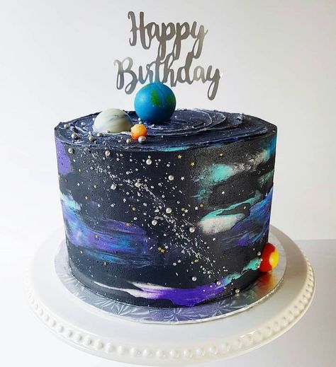 Buttercream Space Birthday Cake, Outer Space Theme Birthday Cake, Galaxy Smash Cake 1st Birthdays, Galaxy Birthday Cakes, Space Galaxy Cake, Galaxy Smash Cake, Outer Space Cakes For Kids, Galaxy Cake Birthday Girl, Galaxy Cake Birthday