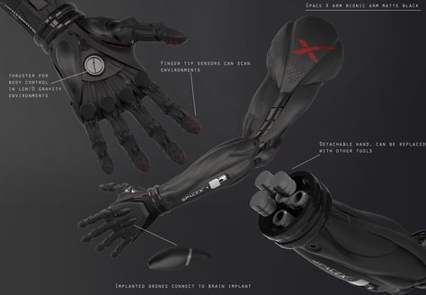 Space X Prosthetic arm , Rafe Johnson on ArtStation at https://www.artstation.com/artwork/1zO0L Prosthetic Arms, Bionic Arm, Space Armor, Prosthetic Arm, Drawing Arms, Powered Exoskeleton, Cybernetic Arm, Futuristic Concept, Space X