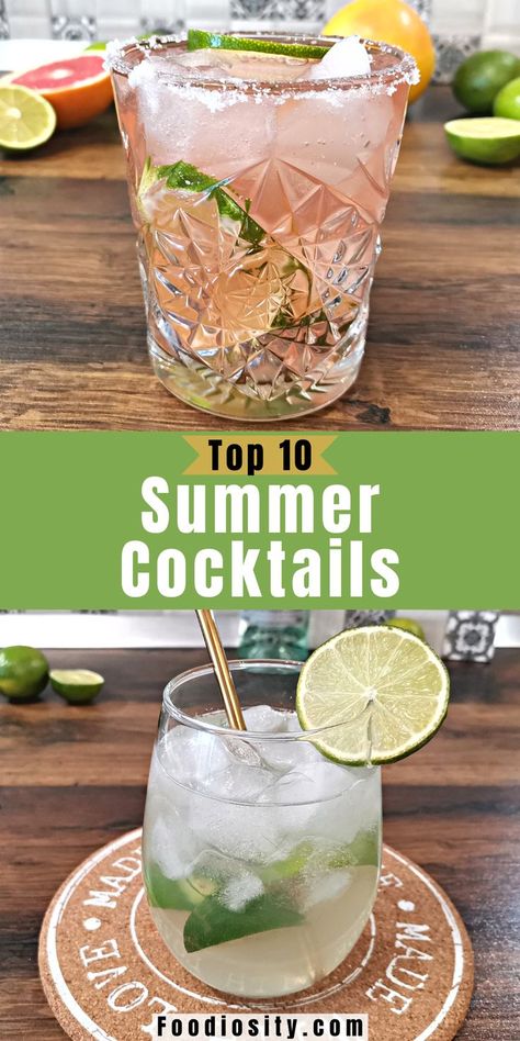 Here is how to make the best 10 Summer Cocktails. Enjoy! Long Drinks Cocktails, Fancy Summer Drinks, Cocktail Of The Day, Cocktails For Summer, Clean Cocktail Recipes, Light Refreshing Cocktails, June Cocktails, Light Summer Drinks Alcohol, May Cocktails